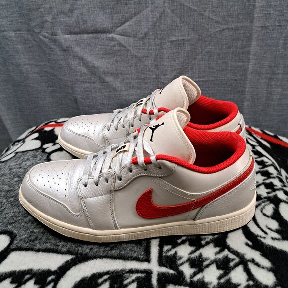 Jordan 1 Low Premium "Metallic Silver / University Red" 2020 da4668-001 Size 13 - Picture 1 of 15